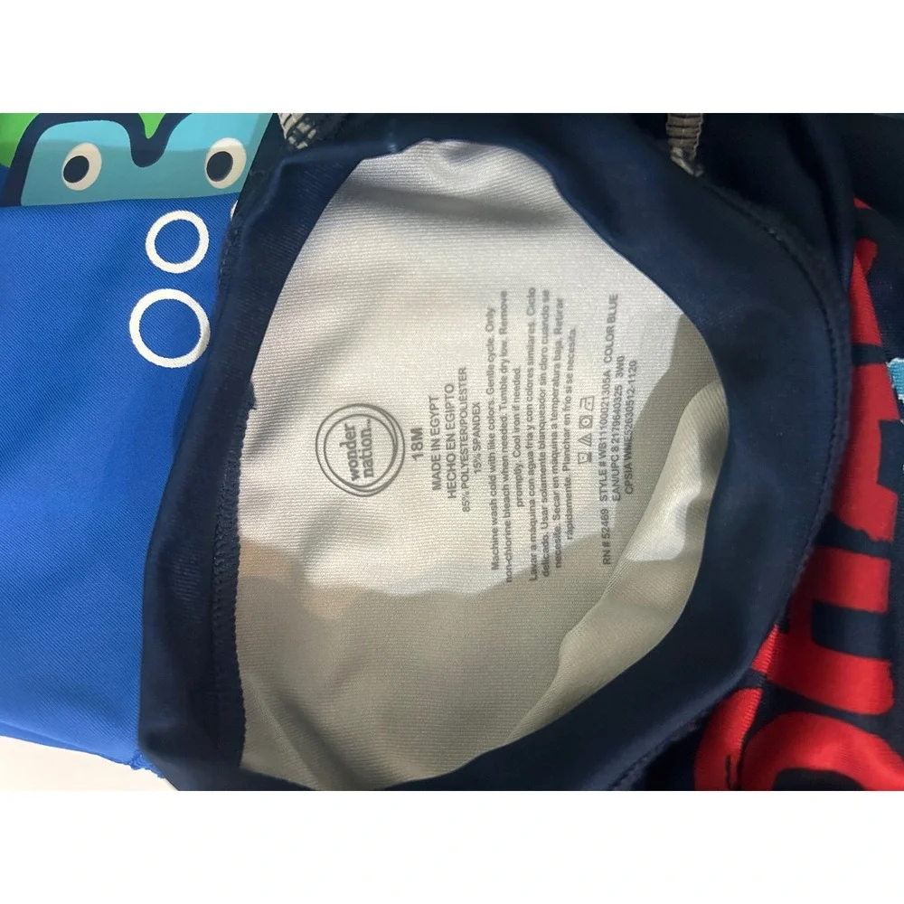 NWT Bundle of 2 Baby Boys Rash Guard Shirts Size 18 Months Shark Dino Swim Tops